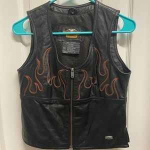 Harley Davidson Leather Vest with Flames XS